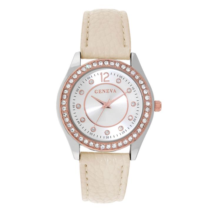 Geneva Womens Brown Rhinestone Watch