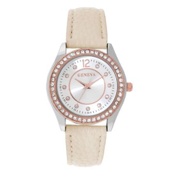Geneva Womens Brown Rhinestone Watch