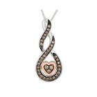 1/4 Ct. T.w. Champagne Diamond Swirl And Heart Pendant Necklace