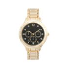 Womens Black Dial Crystal-accent Watch