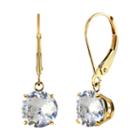 Lab-created White Sapphire 10k Yellow Gold Leverback Dangle Earrings