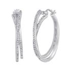 1/3 Ct. T.w. Diamond Sterling Silver Crossover Hoop Earrings