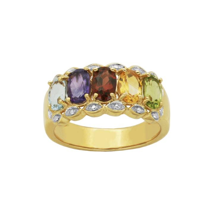 Multi-gemstone And Diamond-accent Ring