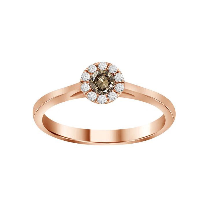 Womens 1/4 Ct. T.w. Chapagne & White Diamond 14k Rose Gold Halo Ring
