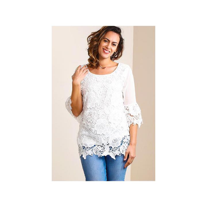 Plus Crochet Bell Sleeve Tunic