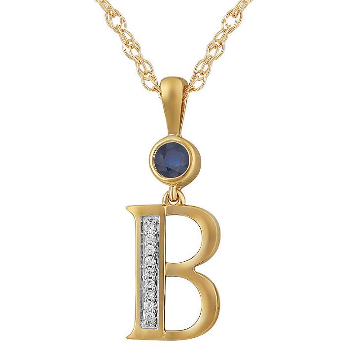 B Womens Lab Created Blue Sapphire 14k Gold Over Silver Pendant Necklace