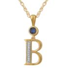 B Womens Lab Created Blue Sapphire 14k Gold Over Silver Pendant Necklace