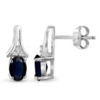 Diamond Accent Genuine Blue Sapphire 12.6mm Stud Earrings