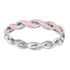 Personally Stackable Pink Enamel Stackable Crossover Ring