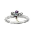 Personally Stackable Gemstone & Diamond-accent Beaded Dragonfly Ring