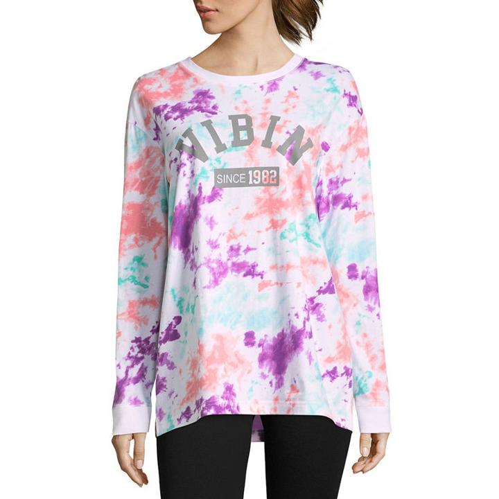 Flirtitude Long Sleeve Round Neck Vibin Graphic T-shirt - Juniors