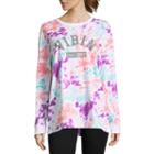 Flirtitude Long Sleeve Round Neck Vibin Graphic T-shirt - Juniors