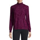 Liz Claiborne Long Sleeve Mock Neck Velvet Blouse