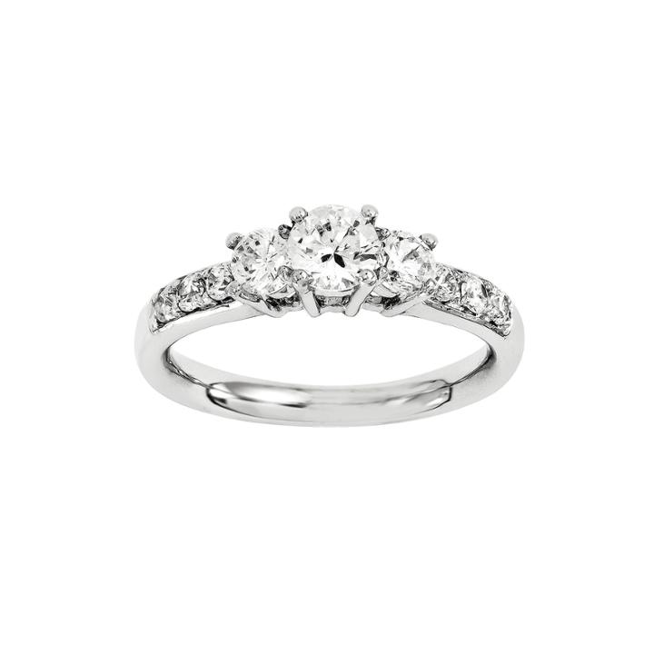 1 3/4 Ct. T.w. Diamond 14k White Gold Prong Set 3-stone Ring