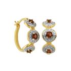 Classic Treasures&trade; Genuine Garnet And Diamond-accent Hoop Earrings