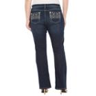 Star Stitch Embroidered Pockets Bootcut Jeans - Plus