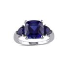 Lab-created Blue Sapphire Sterling Silver 3-stone Ring
