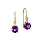 Genuine Amethyst And Diamond-accent 14k Yellow Gold Drop Earrings