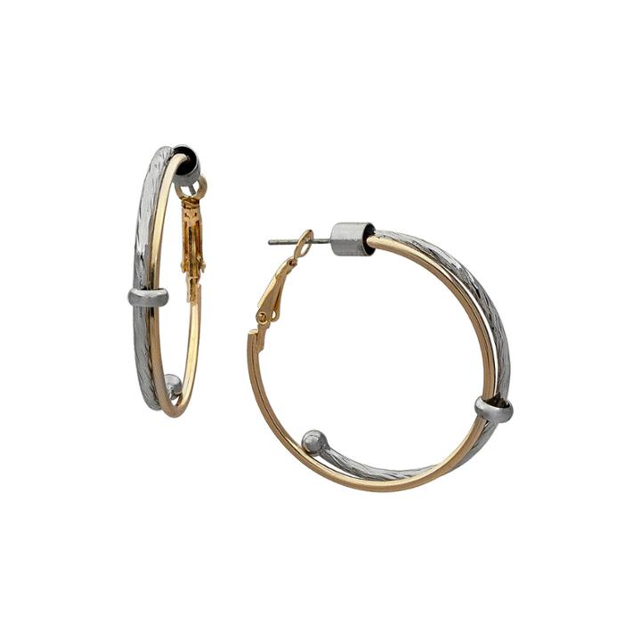 The Boutique Gold-tone Slide Twist Hoop Earrings