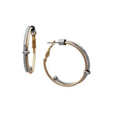 The Boutique Gold-tone Slide Twist Hoop Earrings