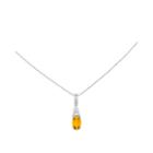 Genuine Yellow Citrine Diamond-accent 14k White Gold Pendant Necklace