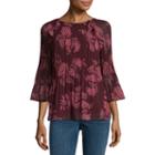 A.n.a. 3/4 Sleeve Pleated Woven Floral Blouse