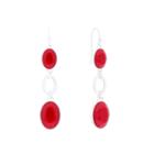 Liz Claiborne Red Stone Silver-tone Linear Earrings