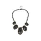 Mixit&trade; Five Teardrop Stone Black-tone Metal Necklace