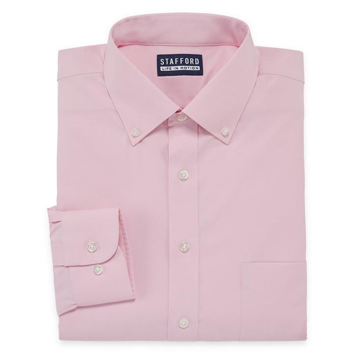 Stafford Poly Span Long Sleeve Woven Dress Shirt- Big And Tall