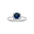Cushion-cut Lab-created Sapphire And Genuine White Topaz Sterling Silver Ring