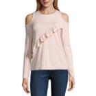 I Jeans By Buffalo 3/4 Sleeve Cold Shoulder Ruffle Top