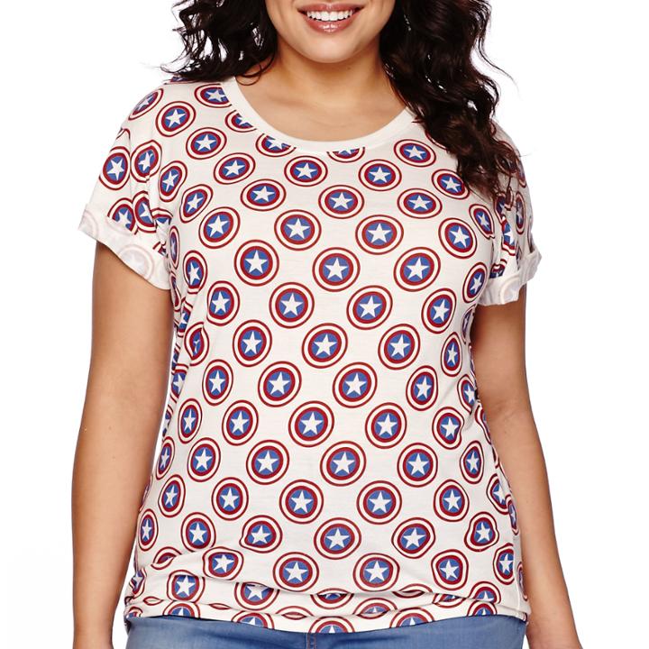 Mighty Fine Short-sleeve Captain America Graphic Print Tee - Juniors Plus
