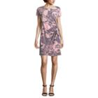 Robbie Bee Short Sleeve Floral Wrap Dress-petite