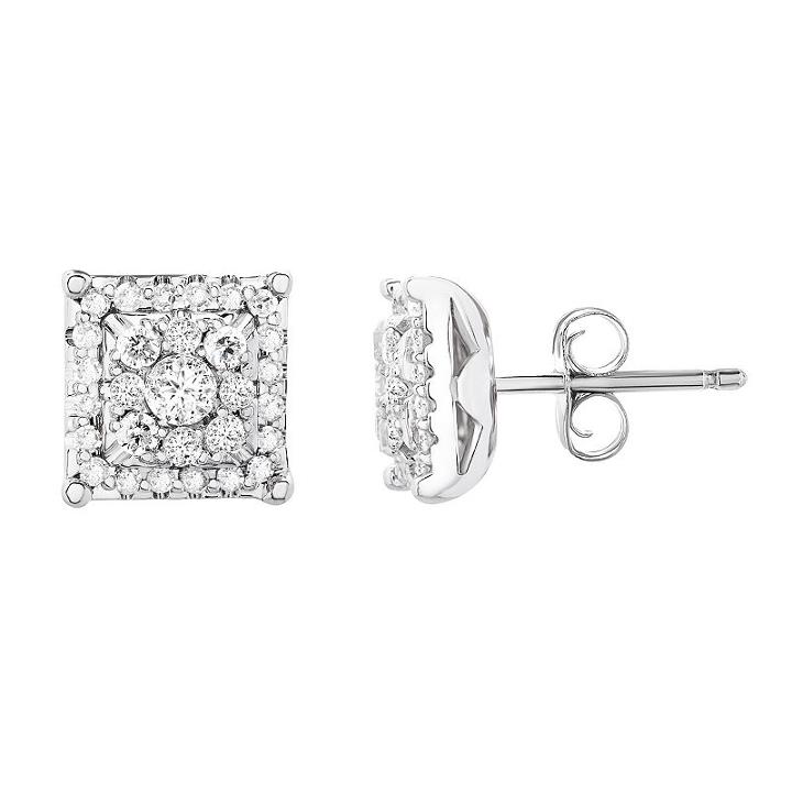 3/8 Ct. T.w. Genuine Diamond 7.3mm Round Stud Earrings