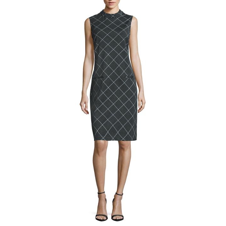 Sharagano Sleeveless Pattern Sheath Dress