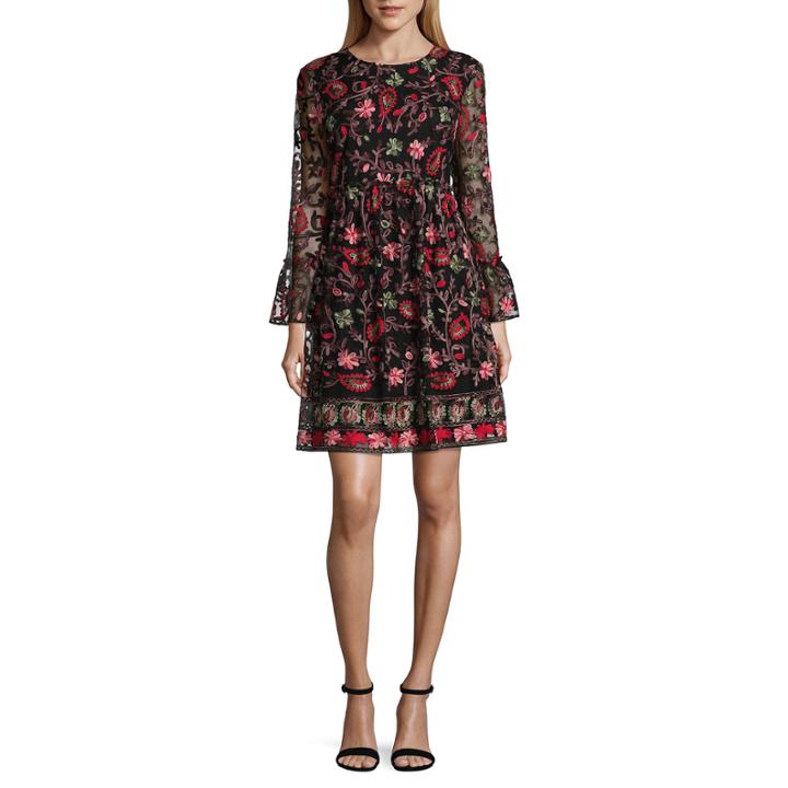 Weslee Rose Long Sleeve Fit & Flare Dress