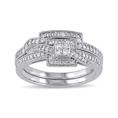 1/3 Ct. T.w. Diamond 10k White Gold Multi-top Bridal Ring Set