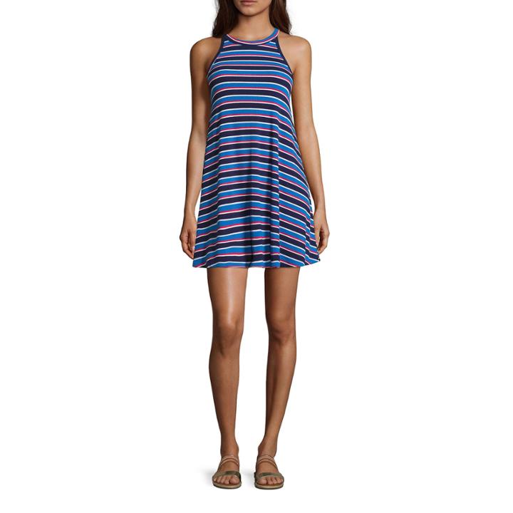 Arizona Sleeveless Stripe Swing Dresses-juniors
