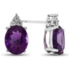 Oval Genuine Amethyst & Lab-created White Sapphire Sterling Silver Stud Earrings