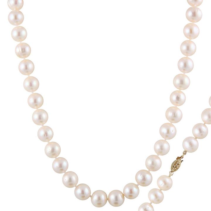 Womens 11mm White Cultured Freshwater Pearls Strand Necklace