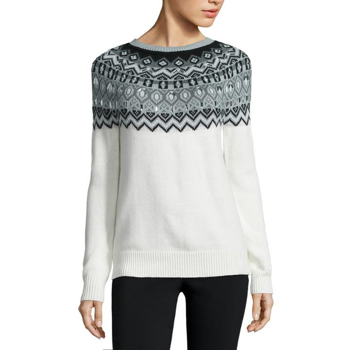 St. John's Bay Beaded Fairisle Sweater