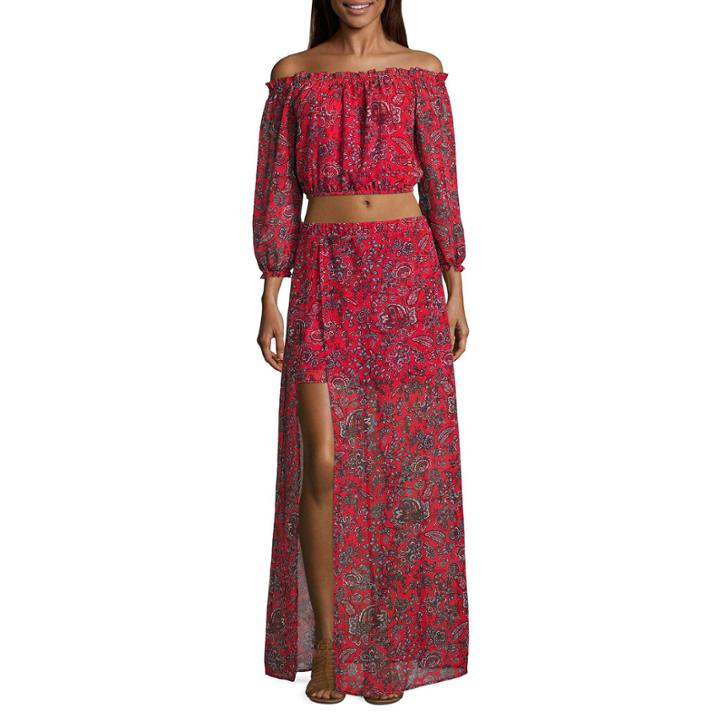 Speechless Long Sleeve Maxi Dress-juniors