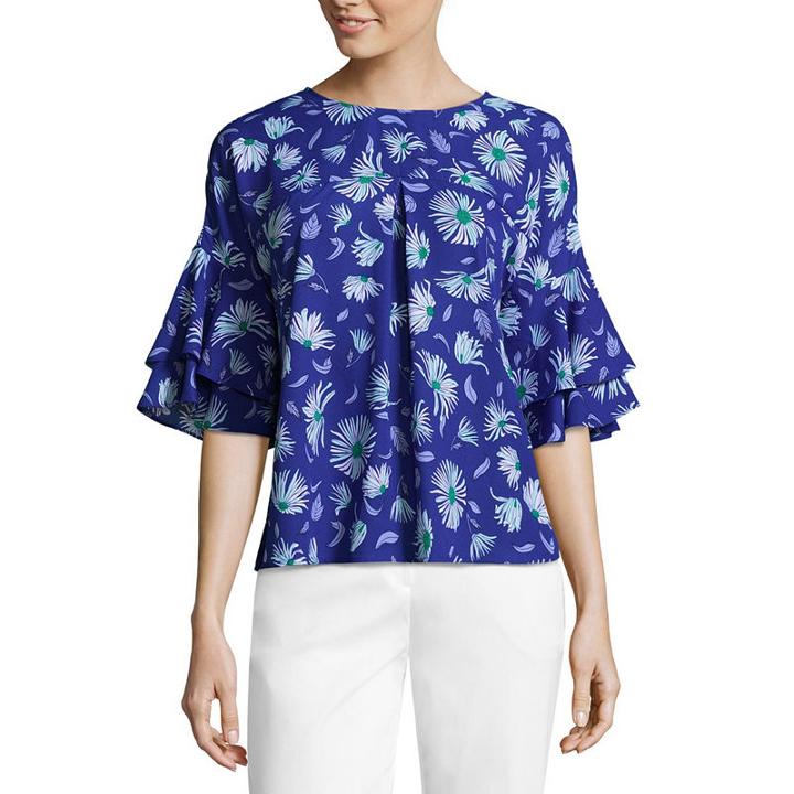 Liz Claiborne Ruffle Sleeve Top - Tall