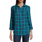 St. John's Bay Sjb Long-sleeve Brushed Twill Shirt Long Sleeve Camp Shirt