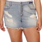 Arizona High-rise Destructed Denim Shorts - Juniors Plus