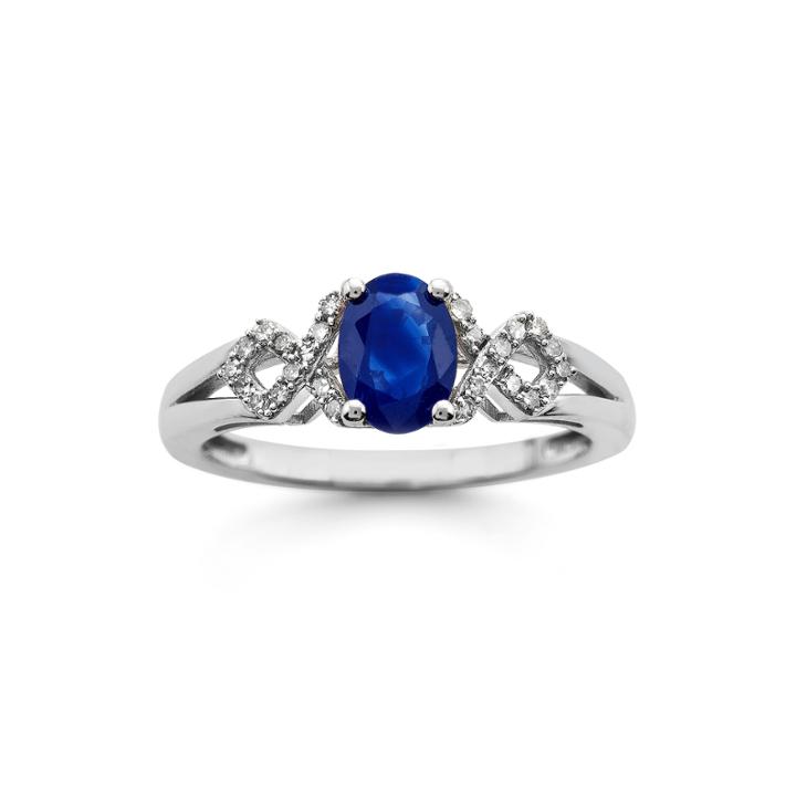 Lab-created Blue Sapphire And Diamond-accent 10k White Gold Ring