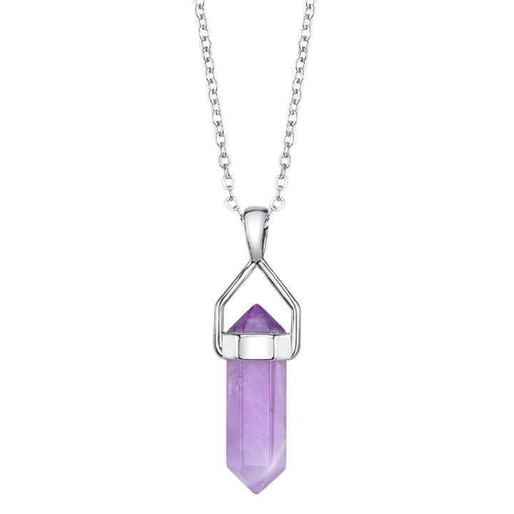 Disney Womens Purple Amethyst Silver Over Brass Pendant Necklace