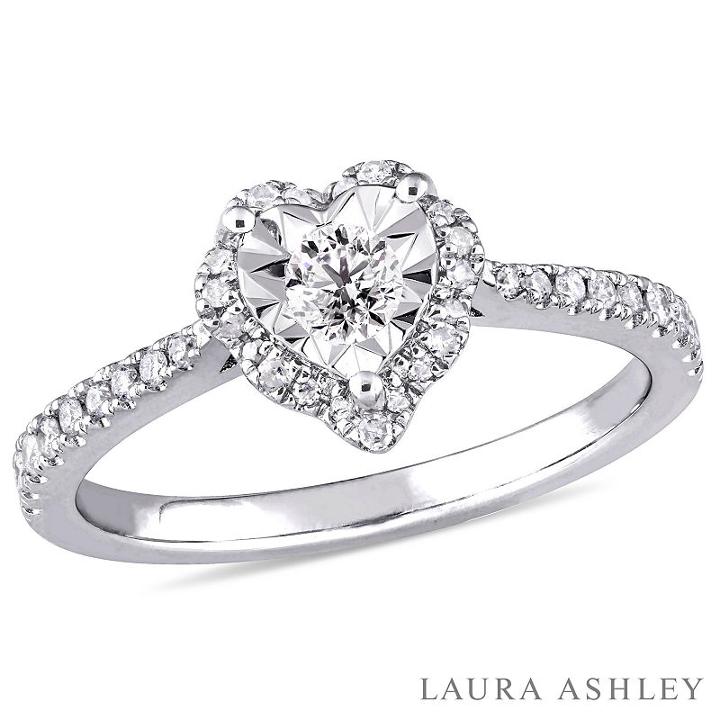 Laura Asley Womens 1/3 Ct. T.w. Round White Diamond Sterling Silver Engagement Ring