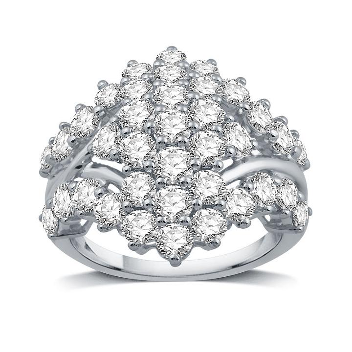 Womens 3 Ct. T.w. Genuine White Diamond 10k Gold Cluster Ring