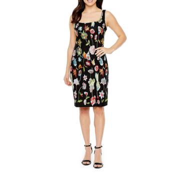 Darian Sleeveless Embroidered Sheath Dress